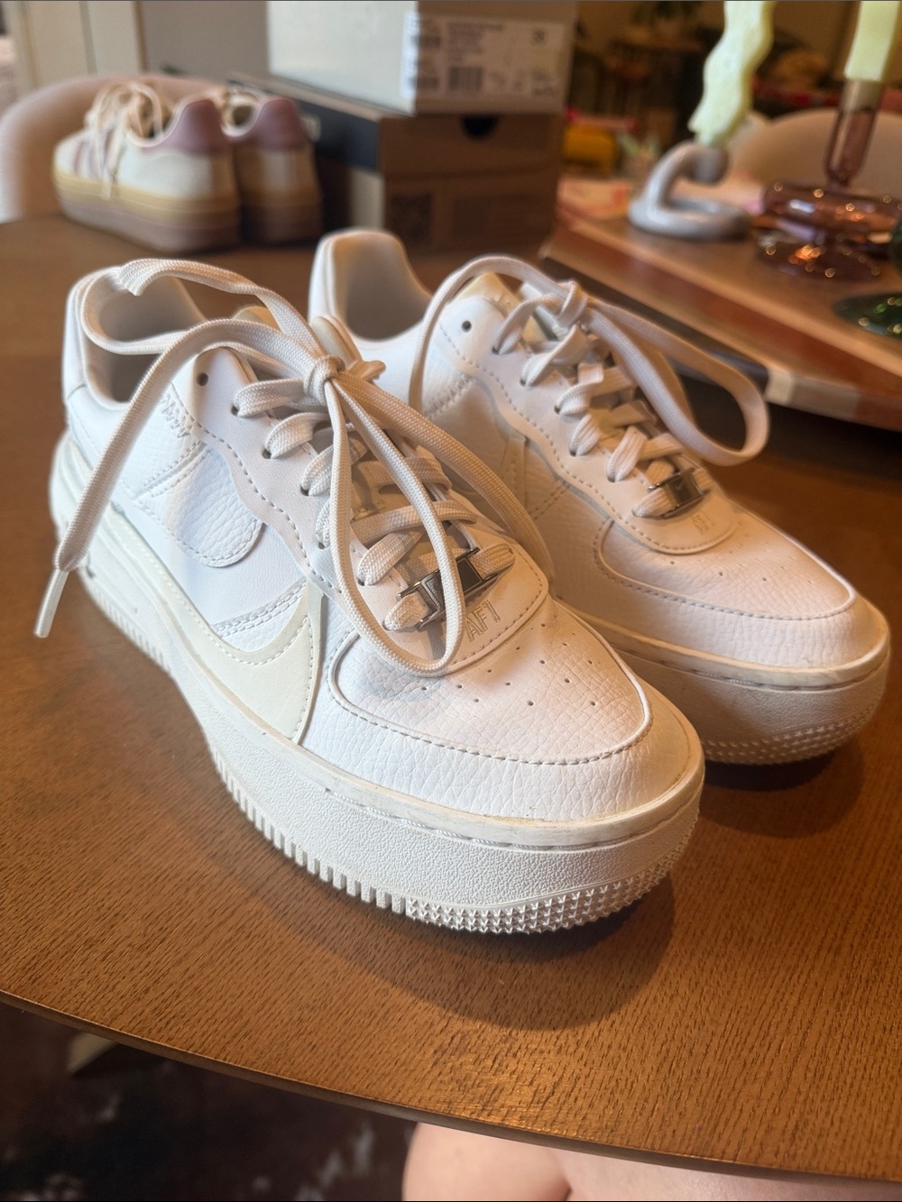 Nike Air Force 1 Platform- White Leather Womens Size 6